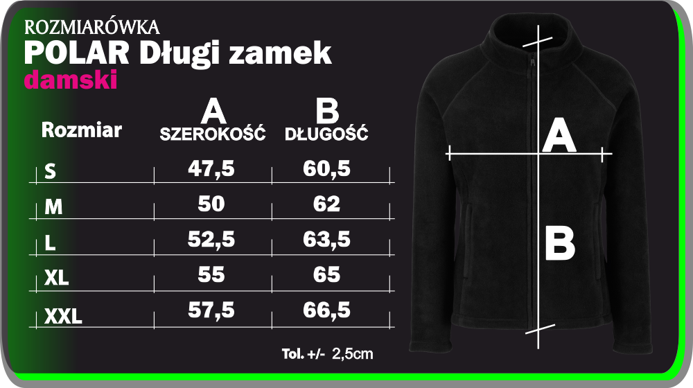 polar damski fleece rozmiarówka